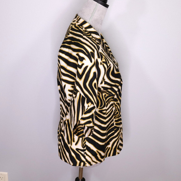 Metro Style Jacket Womens 6 Animal Print Linen Cotton Blend Snaps Lined Vintage - Picture 13 of 14